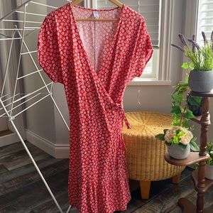 Old Navy Red Floral Wrap Dress